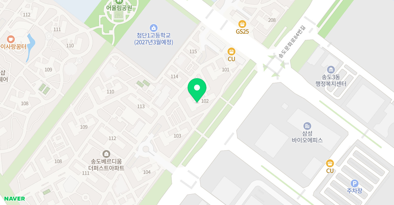 뮤엠 영어 송도호반1차 위치