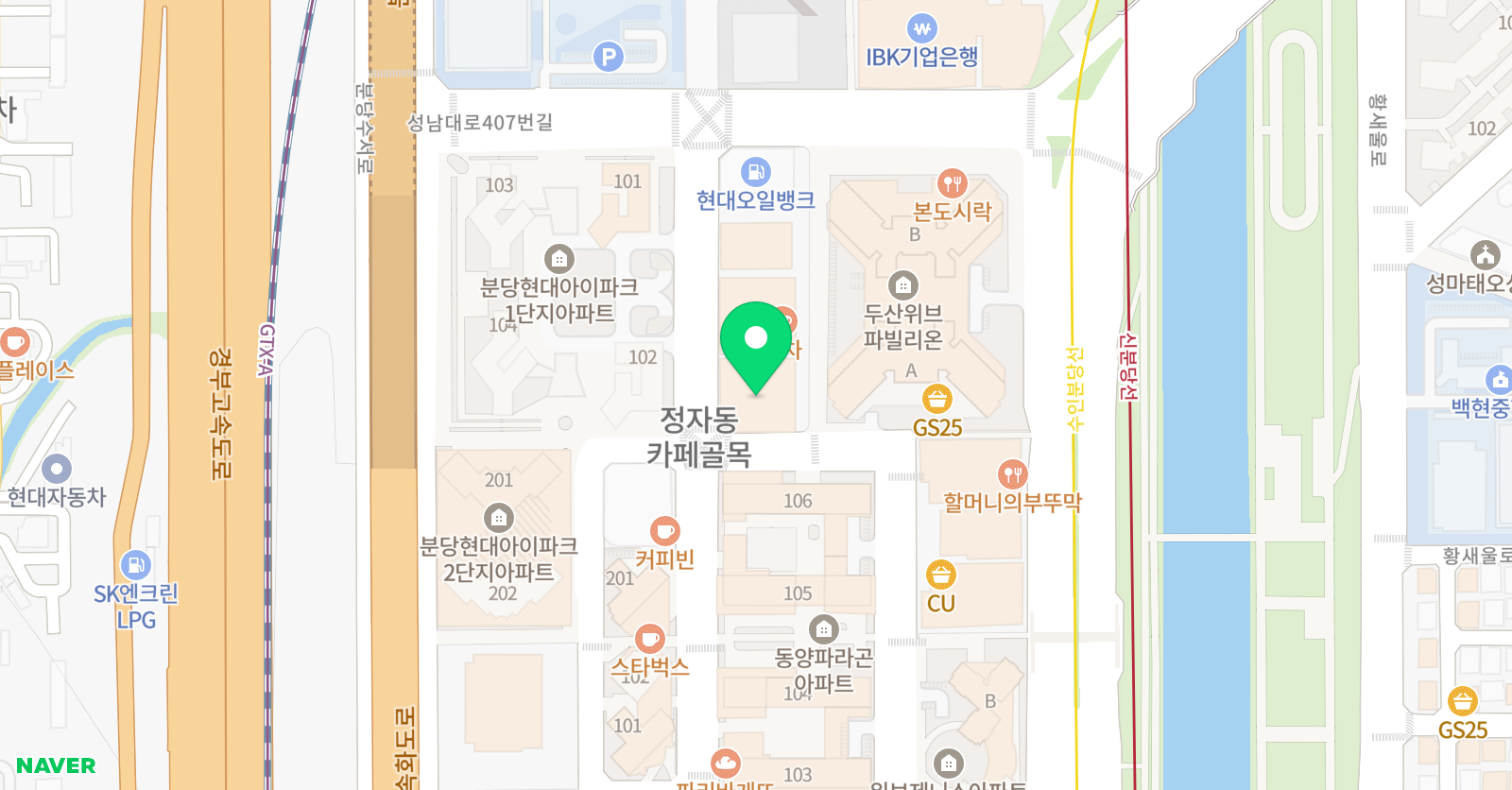 올가교육 정자올가 국어학원 위치
