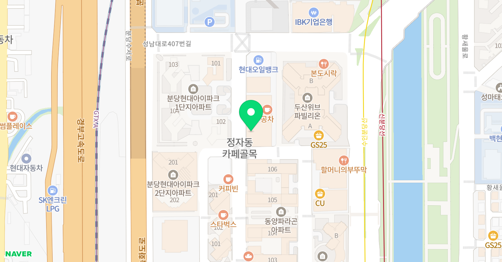 아이비 수학학원 정자직영캠퍼스 위치