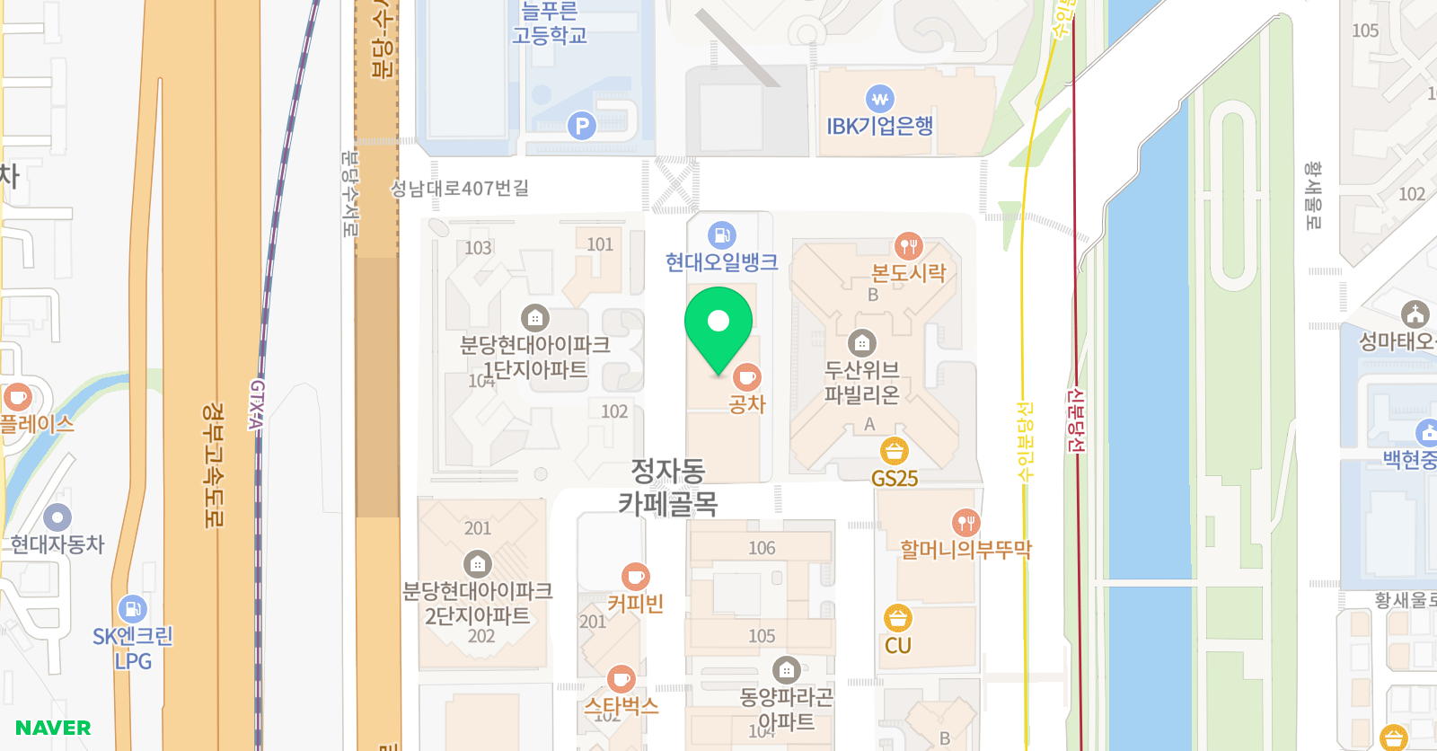 SFA 스포츠클럽 정자점 위치