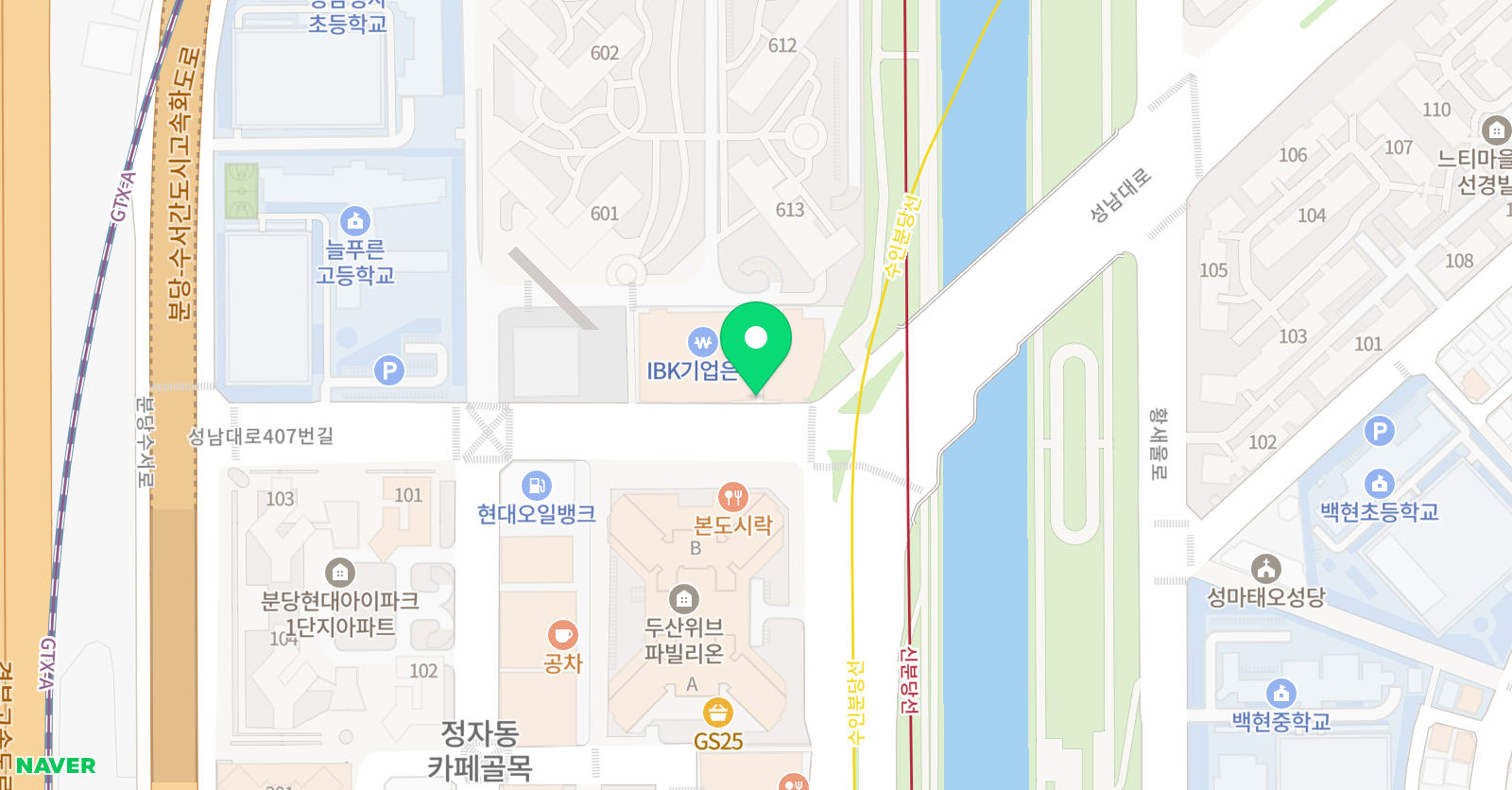 참바른글씨 분당 정자점 위치