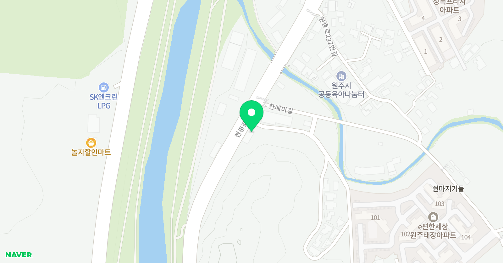 아소비 원주태장학원 위치