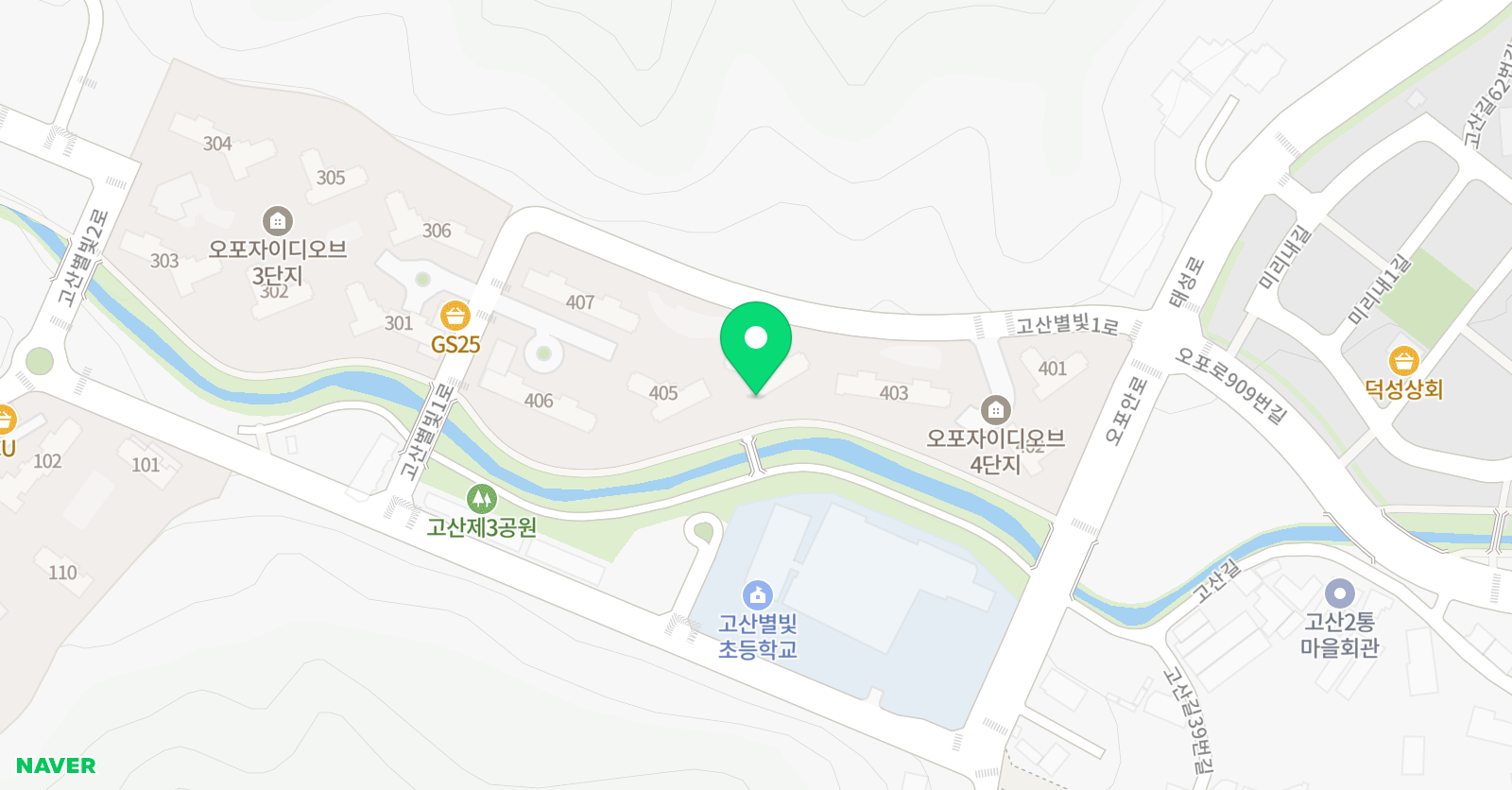 아소비 광주고산 자이디오브점 위치