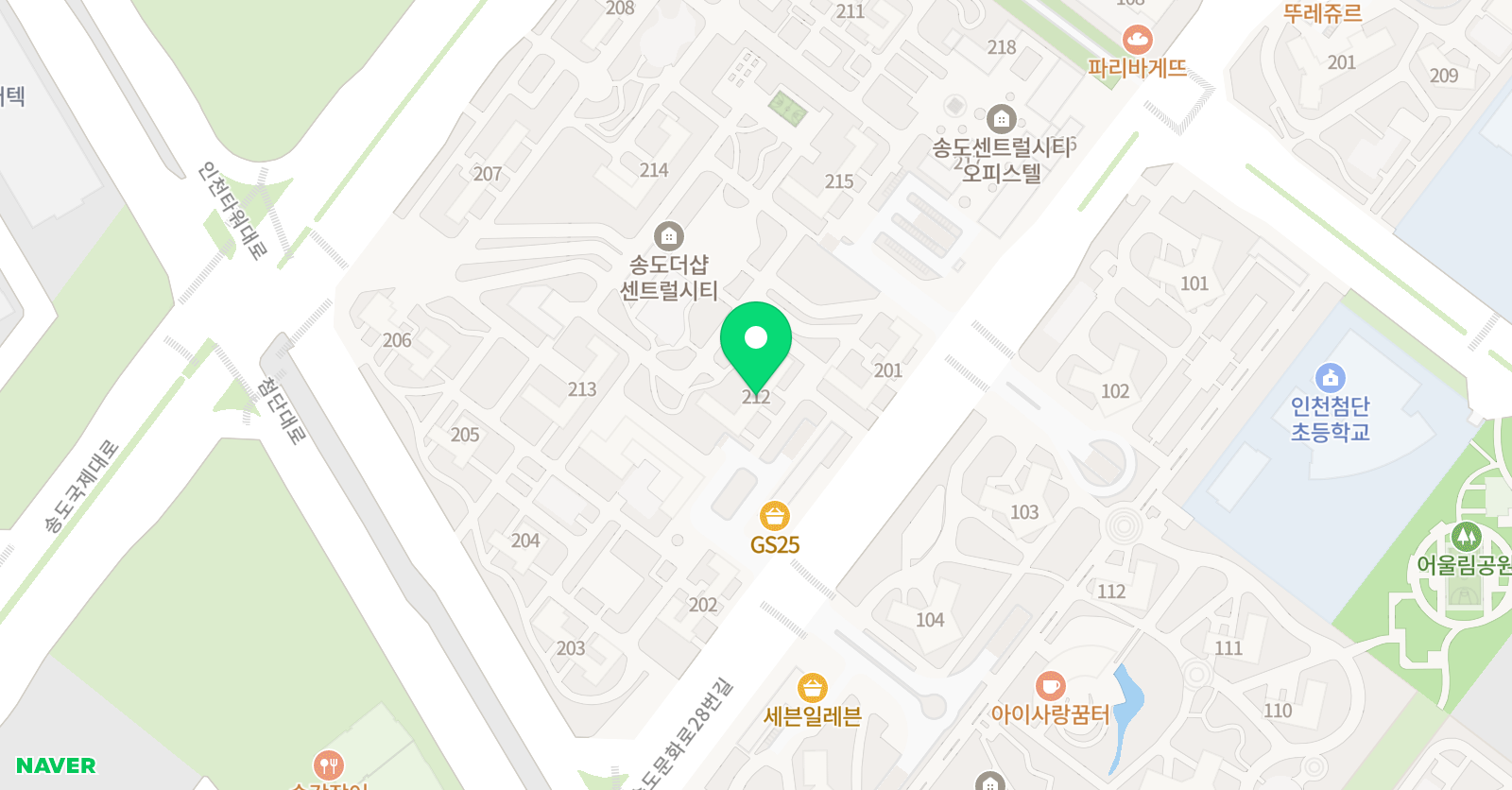 로제타스톤 송도에듀포레푸르지오점 위치
