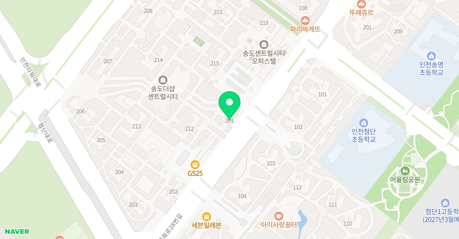 뮤엠 영어 송도센트럴시티 위치
