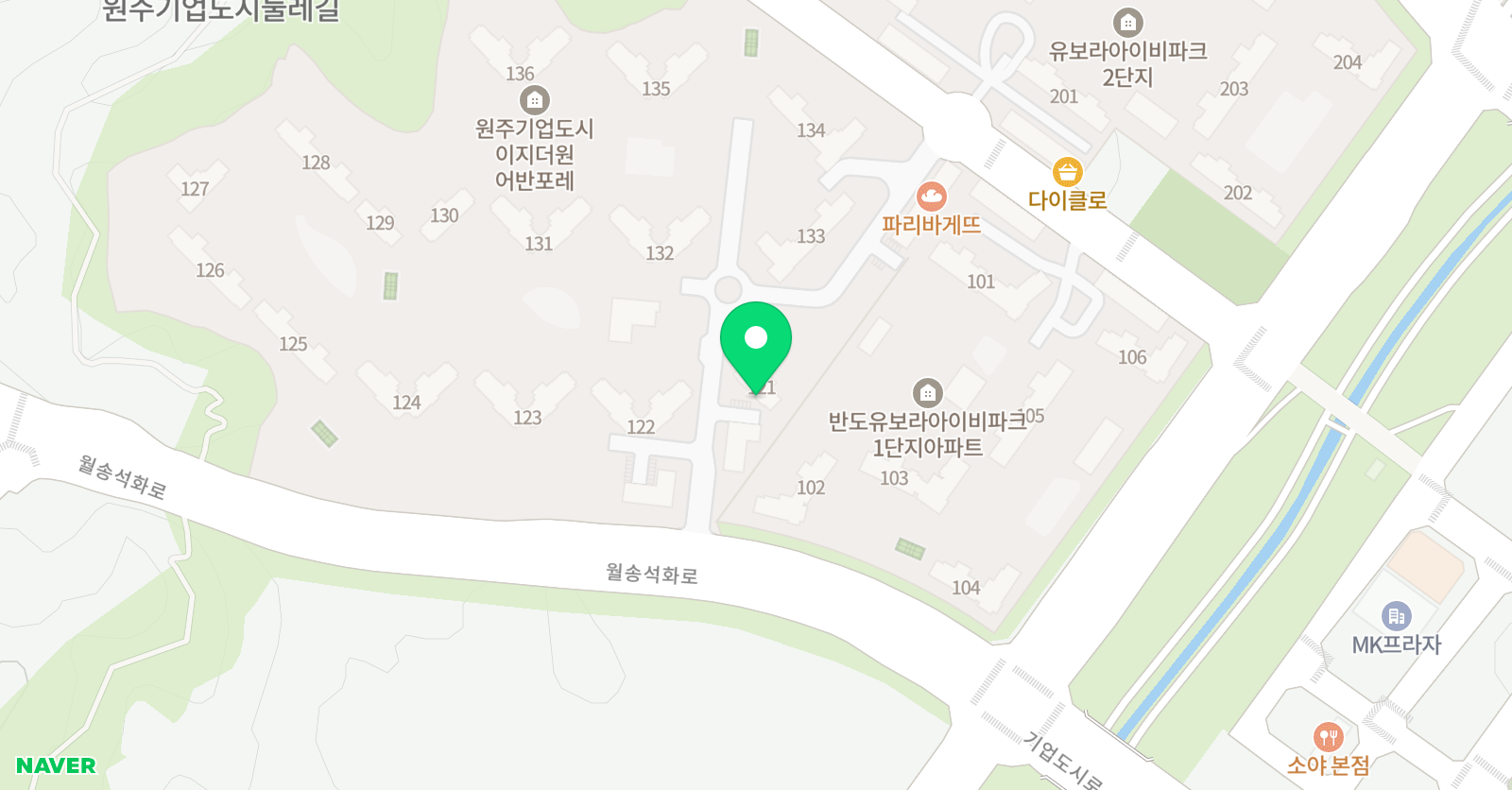 아소비 원주 이지3차 121동점 위치