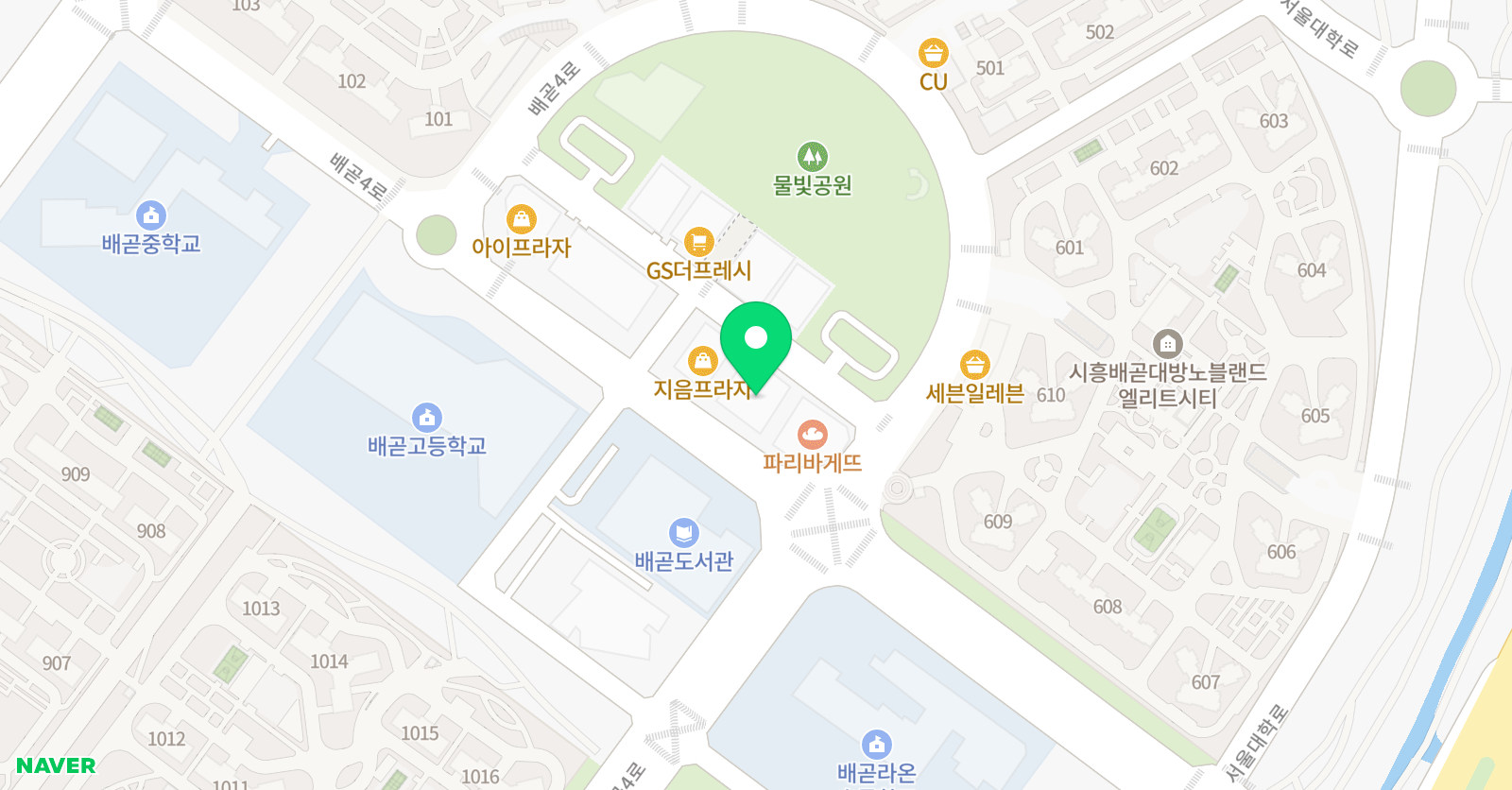 삼성영어셀레나 배곧아독스학원 위치