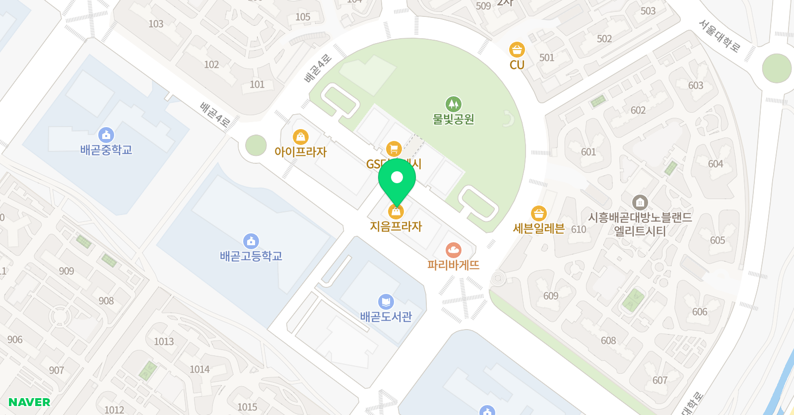 봉주르아트센터 배곧점 위치