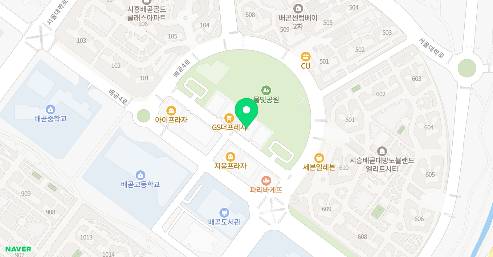 아트앤하트 배곧물맞이 미술학원 위치