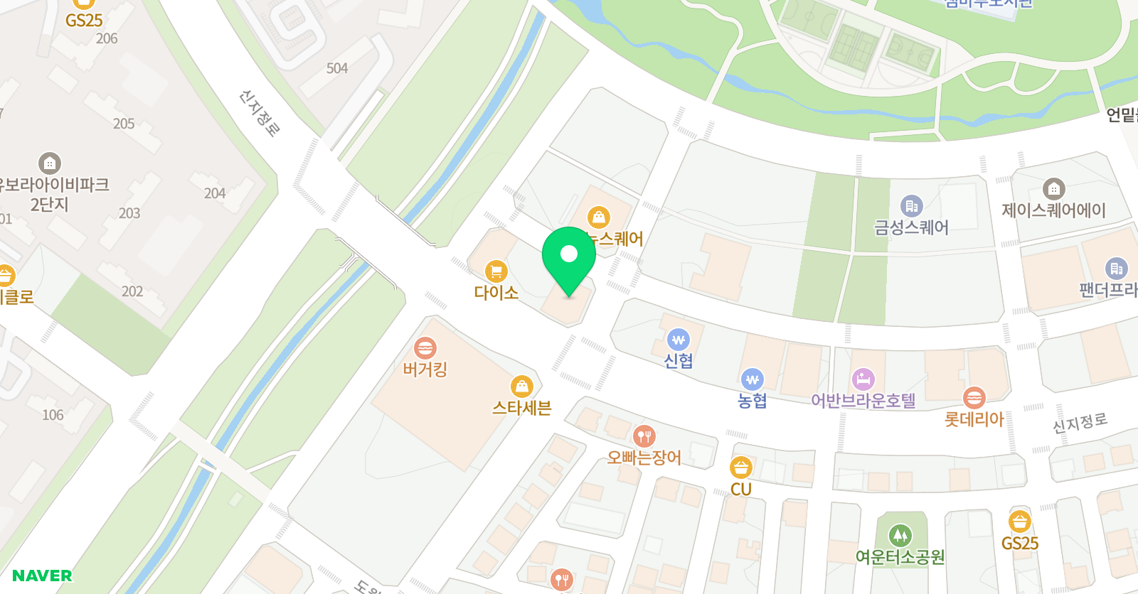지앤비앤패럴렉스기업샘마루 어학원 위치