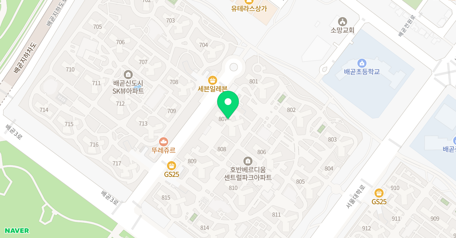아소비 배곧 호반센트럴파크점 위치