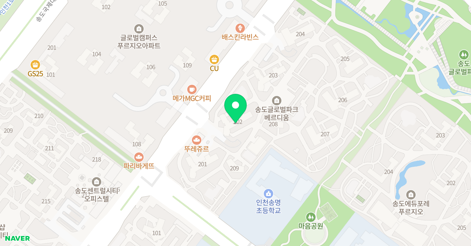 뮤엠 영어 송도호반2차NEST 위치