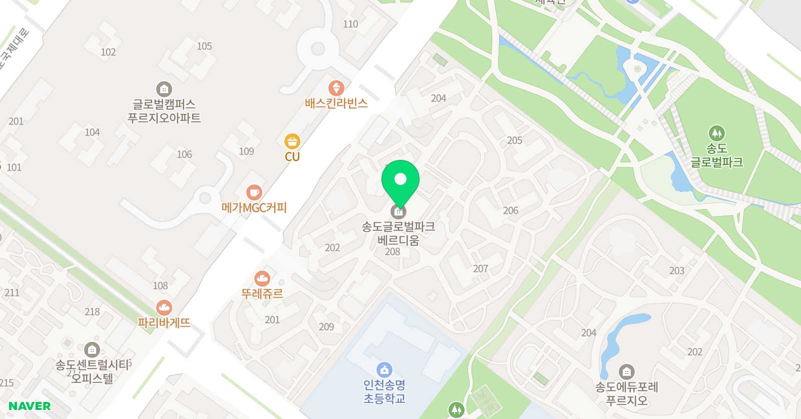 아트매스랩 몬스터매스 인천송도호반베르디움2차 교육원 위치