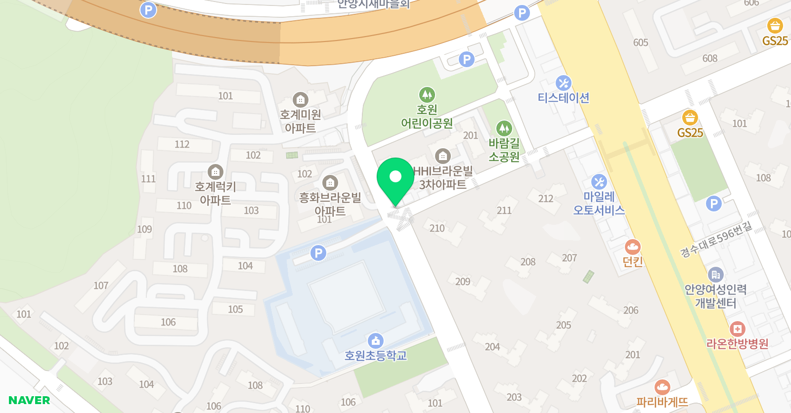 호계동, 쏭피아노 위치