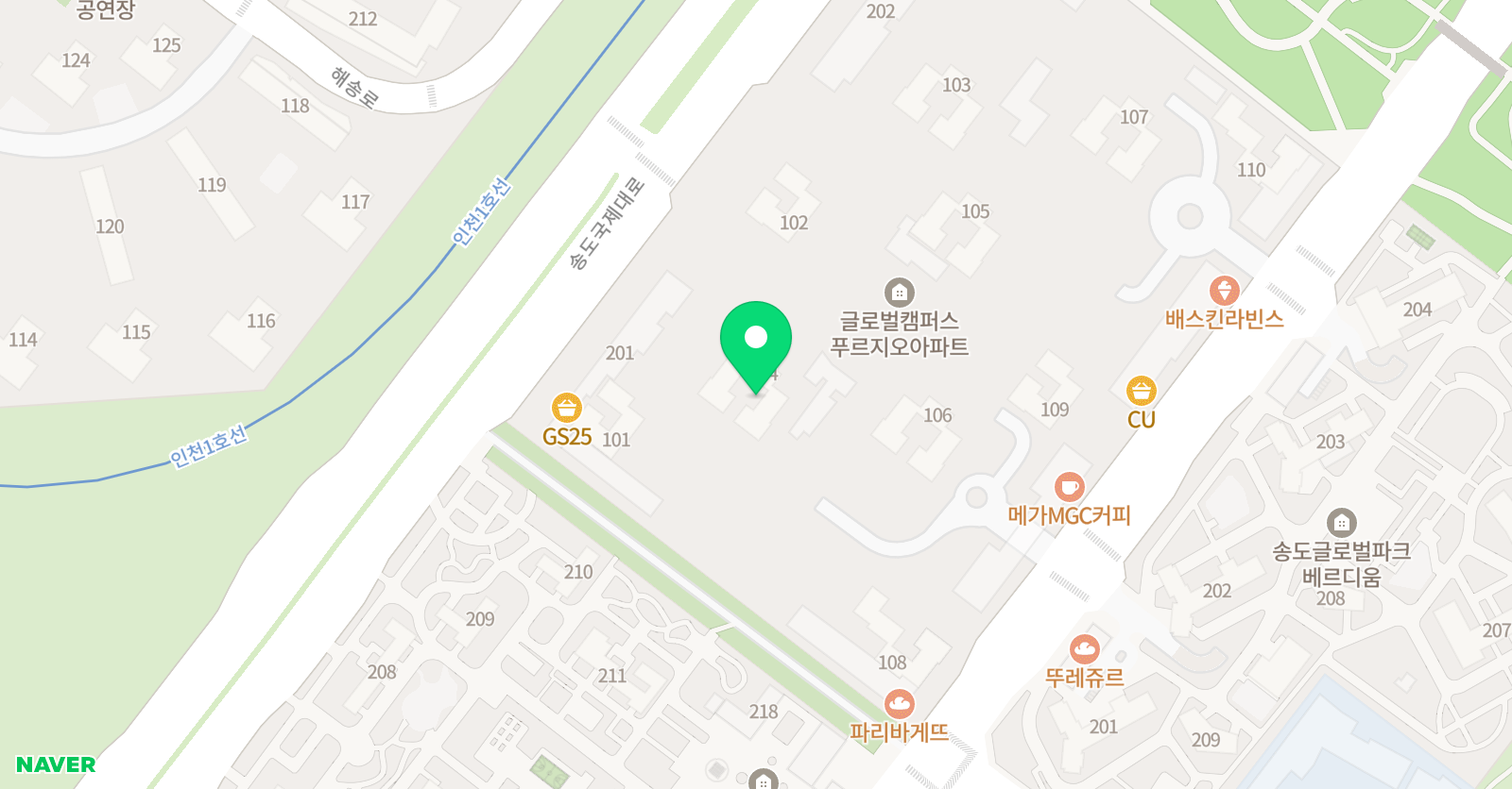아소비 인천송도 글캠 푸르지오 위치