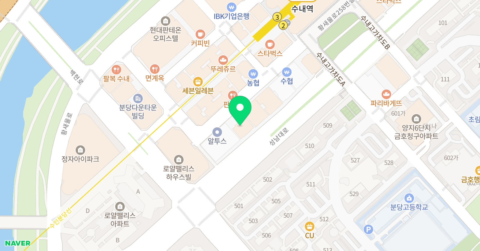 수학의아침 중등입시센터 수내캠퍼스 위치