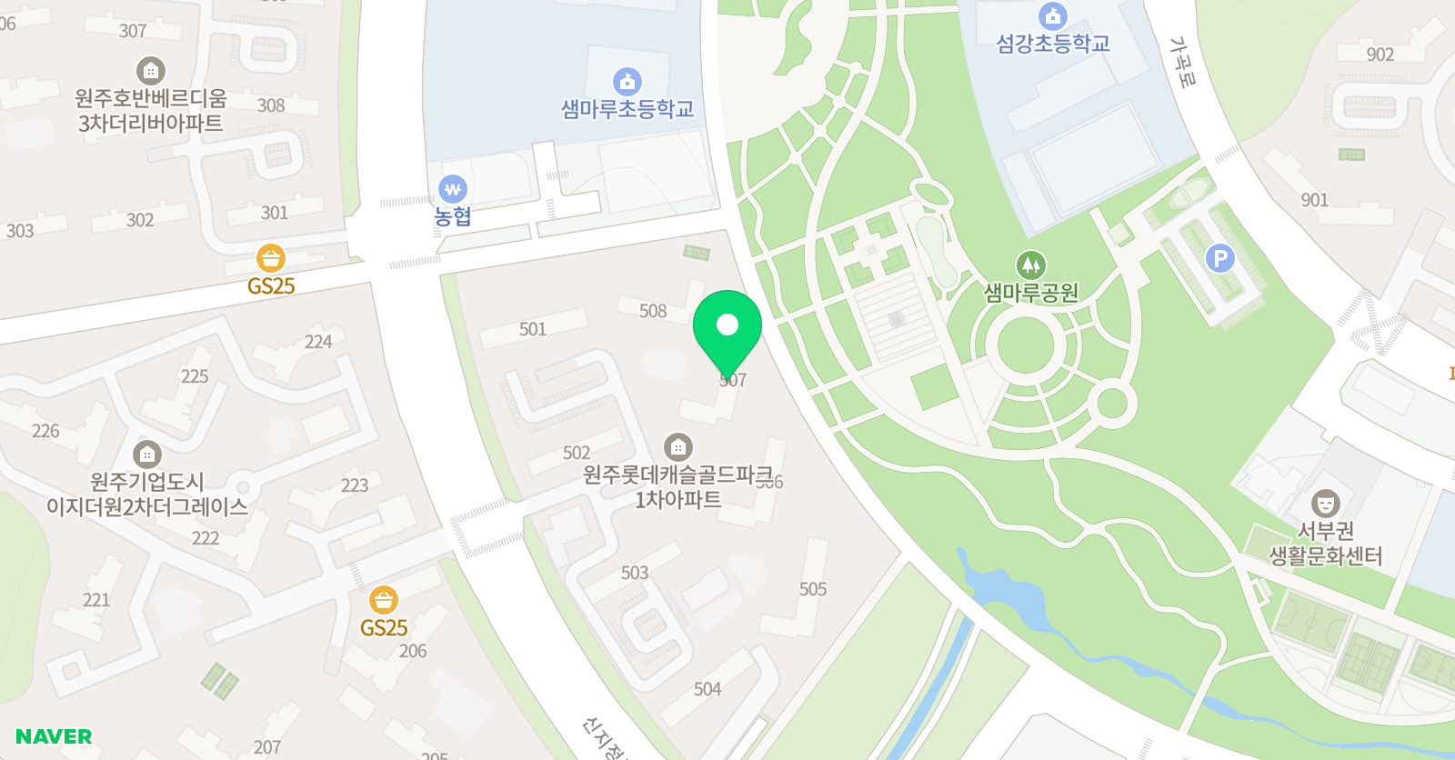 아소비 원주기업골드파크점 위치