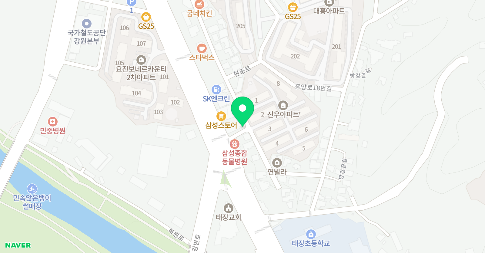 YBM 잉글루 강원태장제2캠퍼스 위치