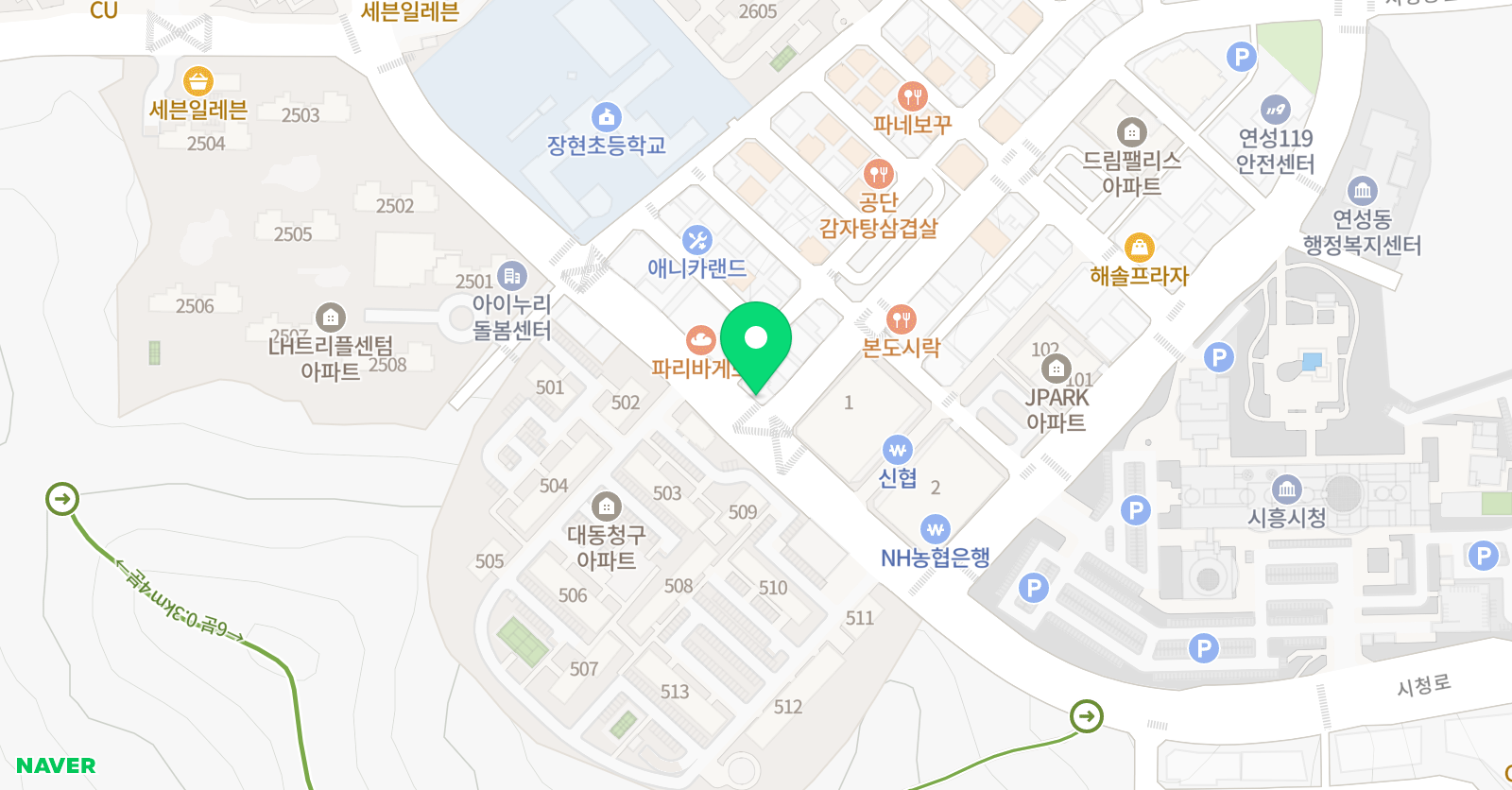 지앤비 영어전문학원 장현캠퍼스 위치