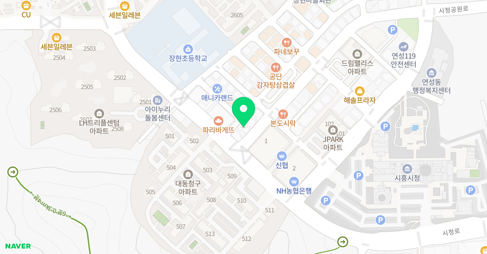 아소비 학원 시흥장현초 미래센터 위치