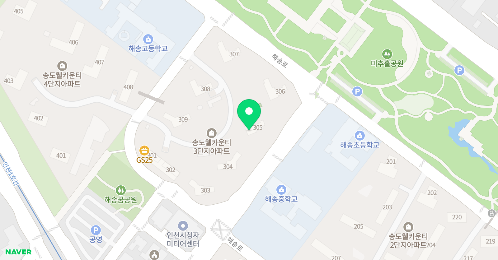 아소비 인천송도웰카운티점 위치