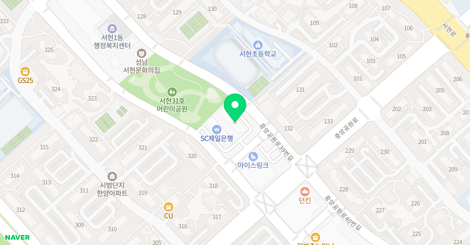 용인대 서현 태권도장 위치