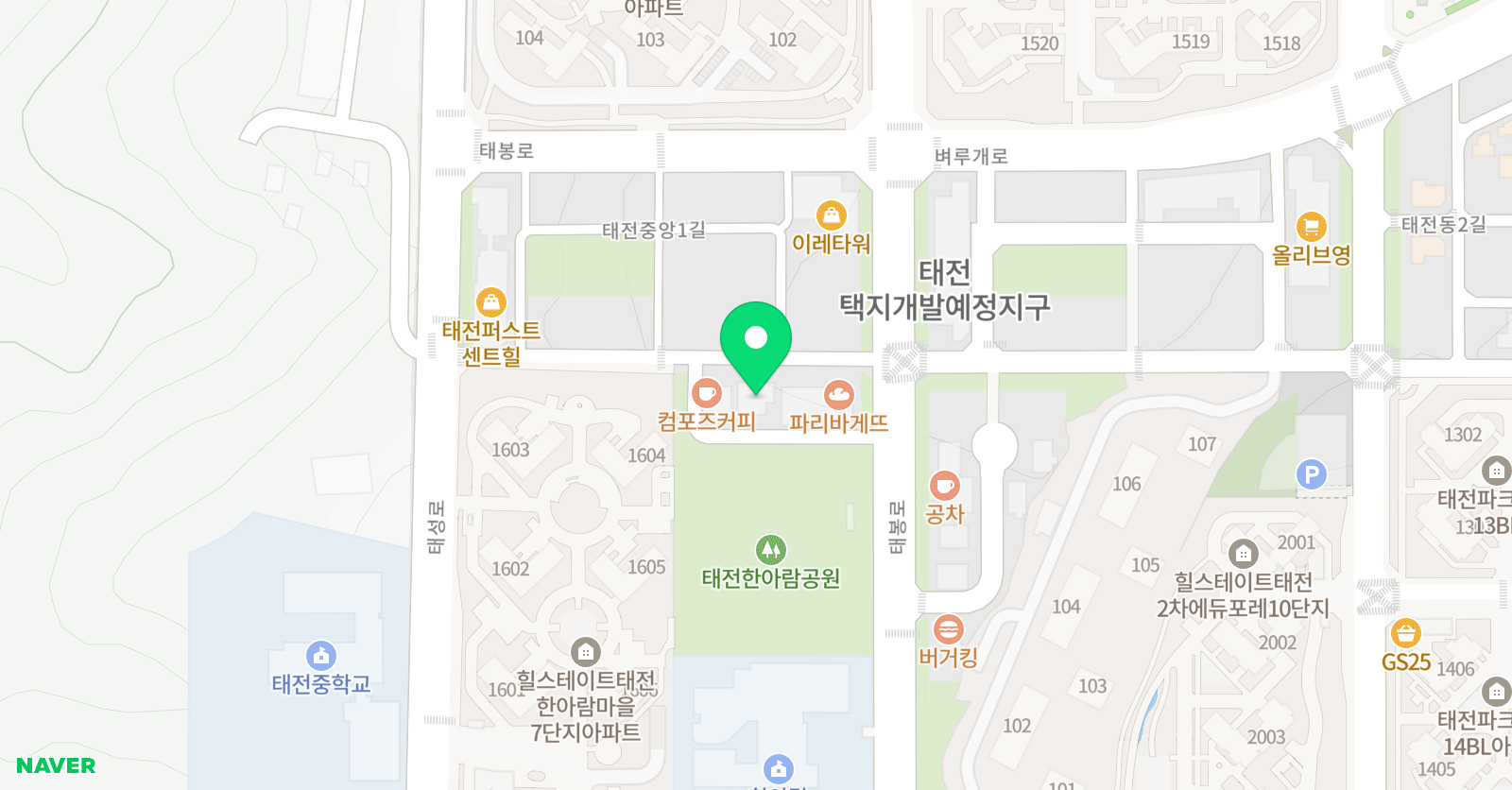 오르다샘앤클래스 광주태전학원 위치