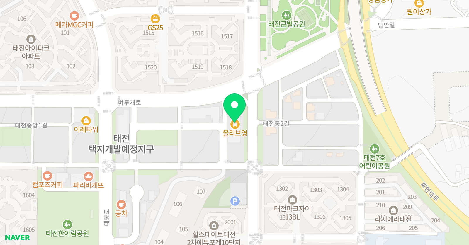 김샘 학원 태전캠퍼스 위치