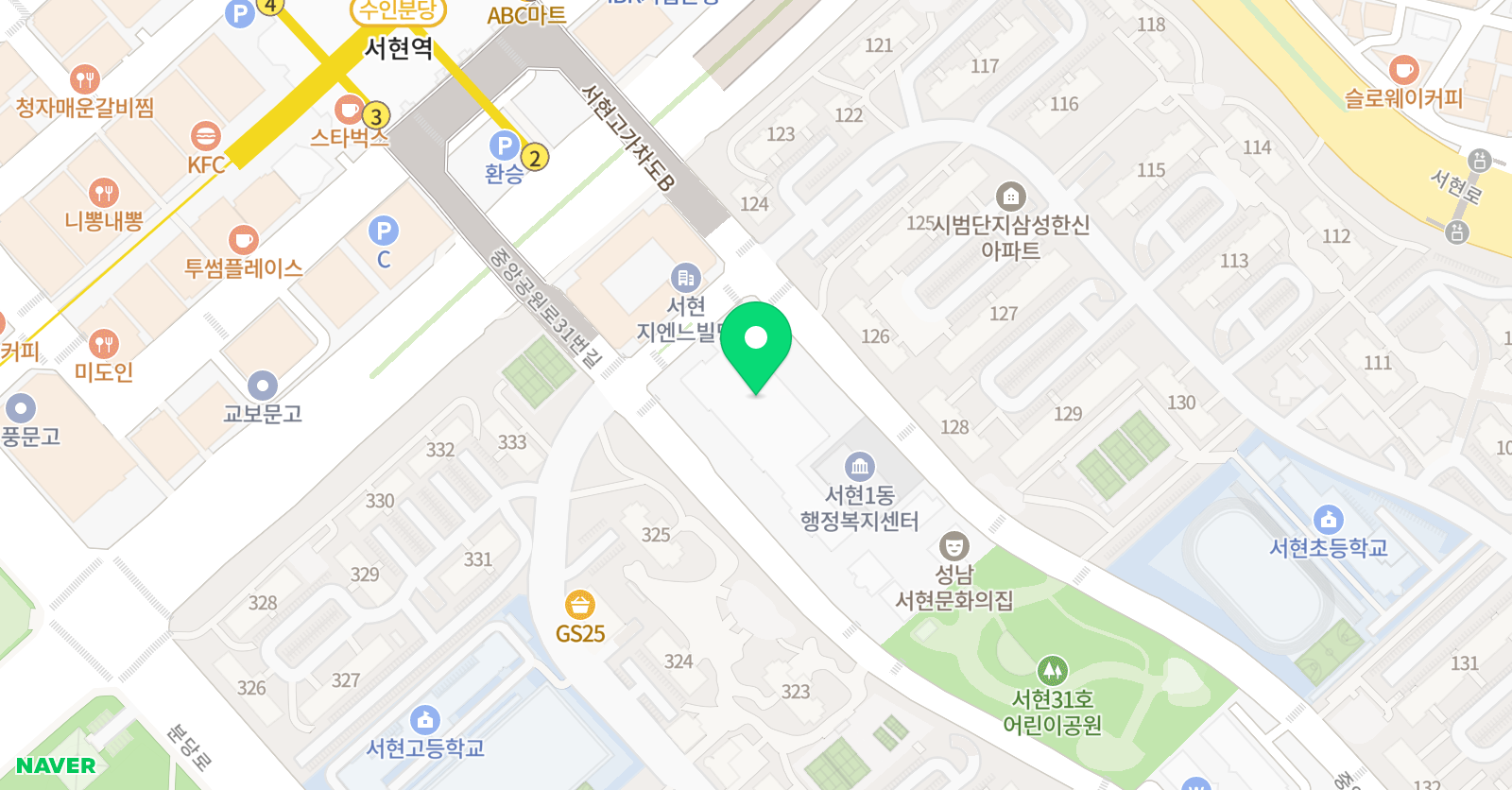 스마트해법 수학 서현삼성점 위치