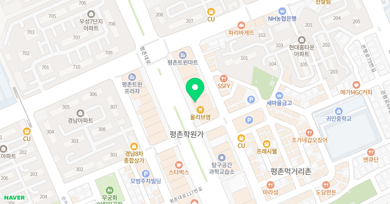 키즈스피치마루지 평촌점 위치