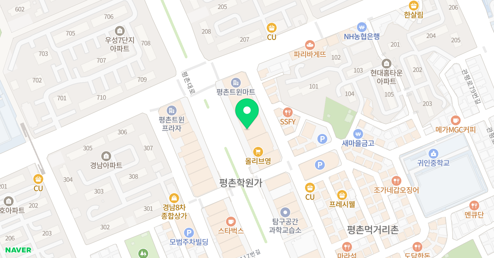 청담 어학원 평촌브랜치 위치