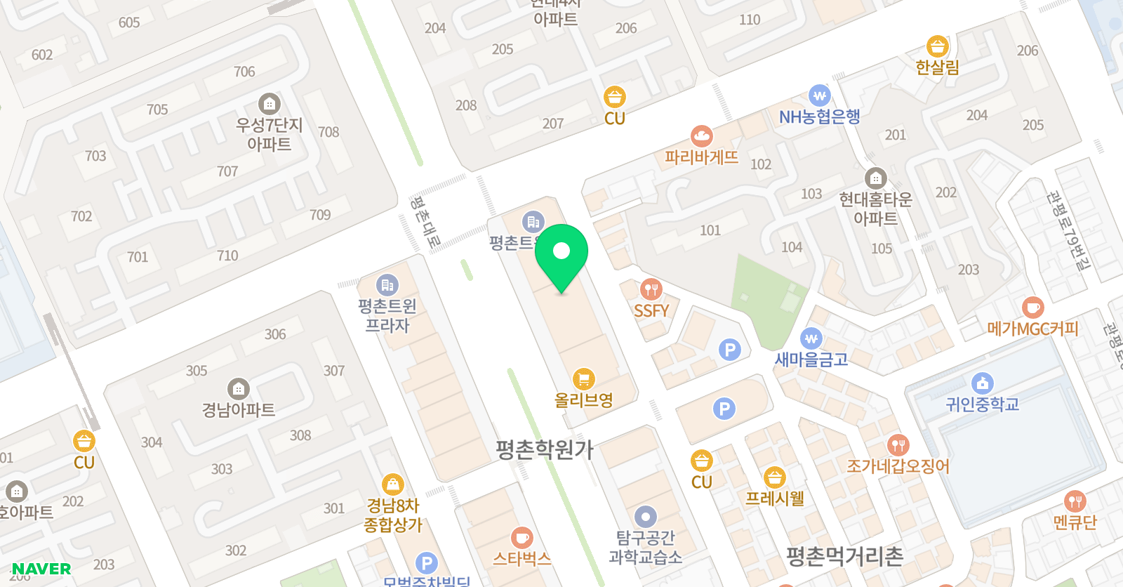 CMS 평촌영재교육센터 사고력관초등관 위치