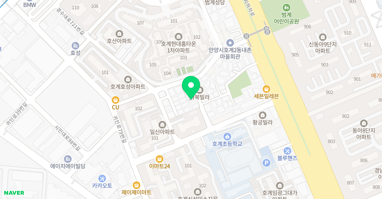 리드인 호계초점 위치