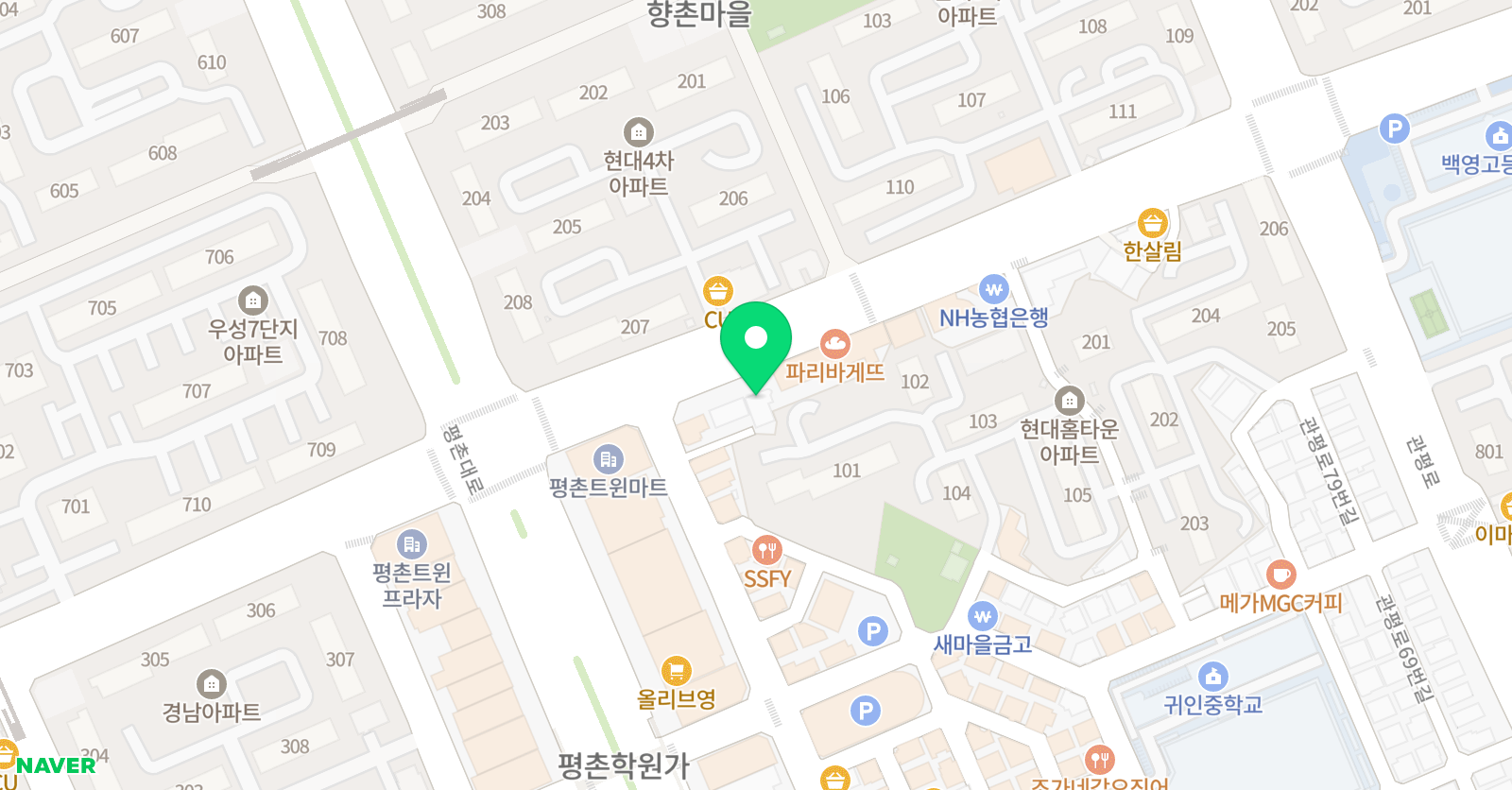 닥터정E클래스 안양평촌센터 위치