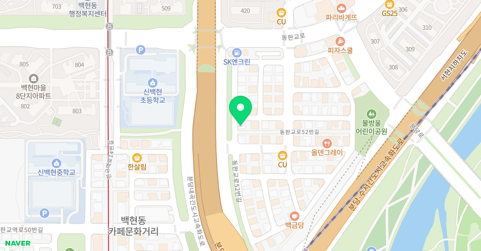 어썸드럼학원 판교점 위치