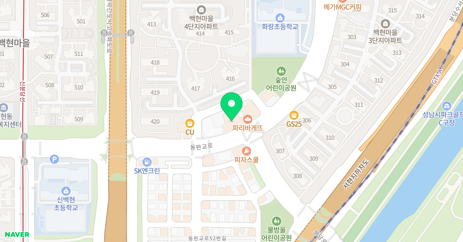 미래엔 영어수학 분당백현점 위치