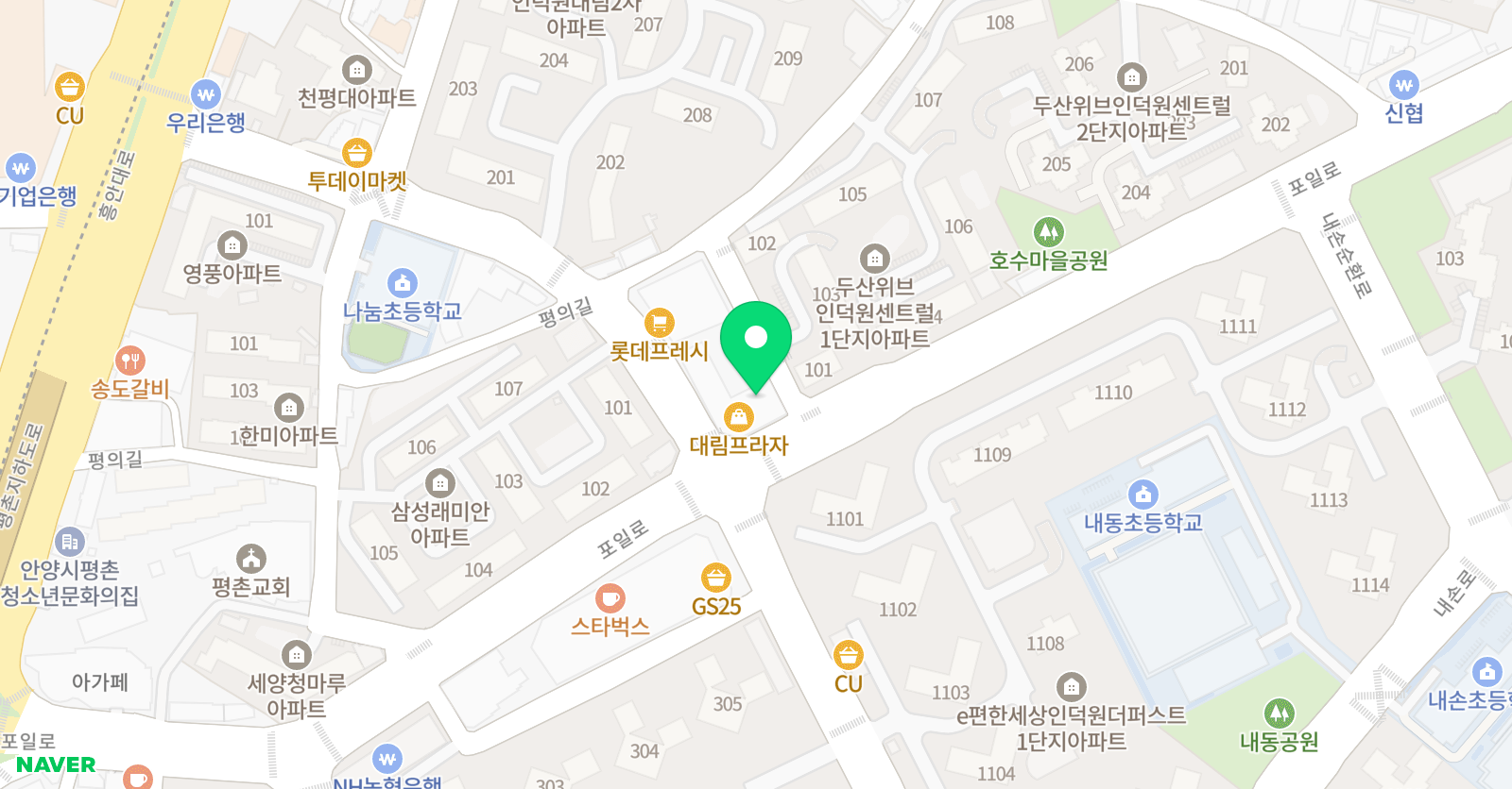 YBM잉글루 의왕내손제1학습관 위치
