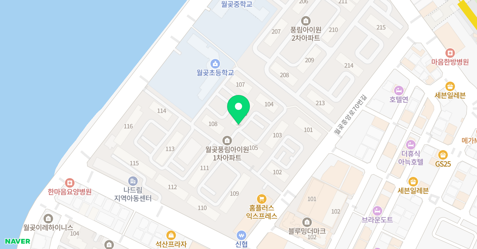 아소비 시흥 월곶풍림1차점 위치