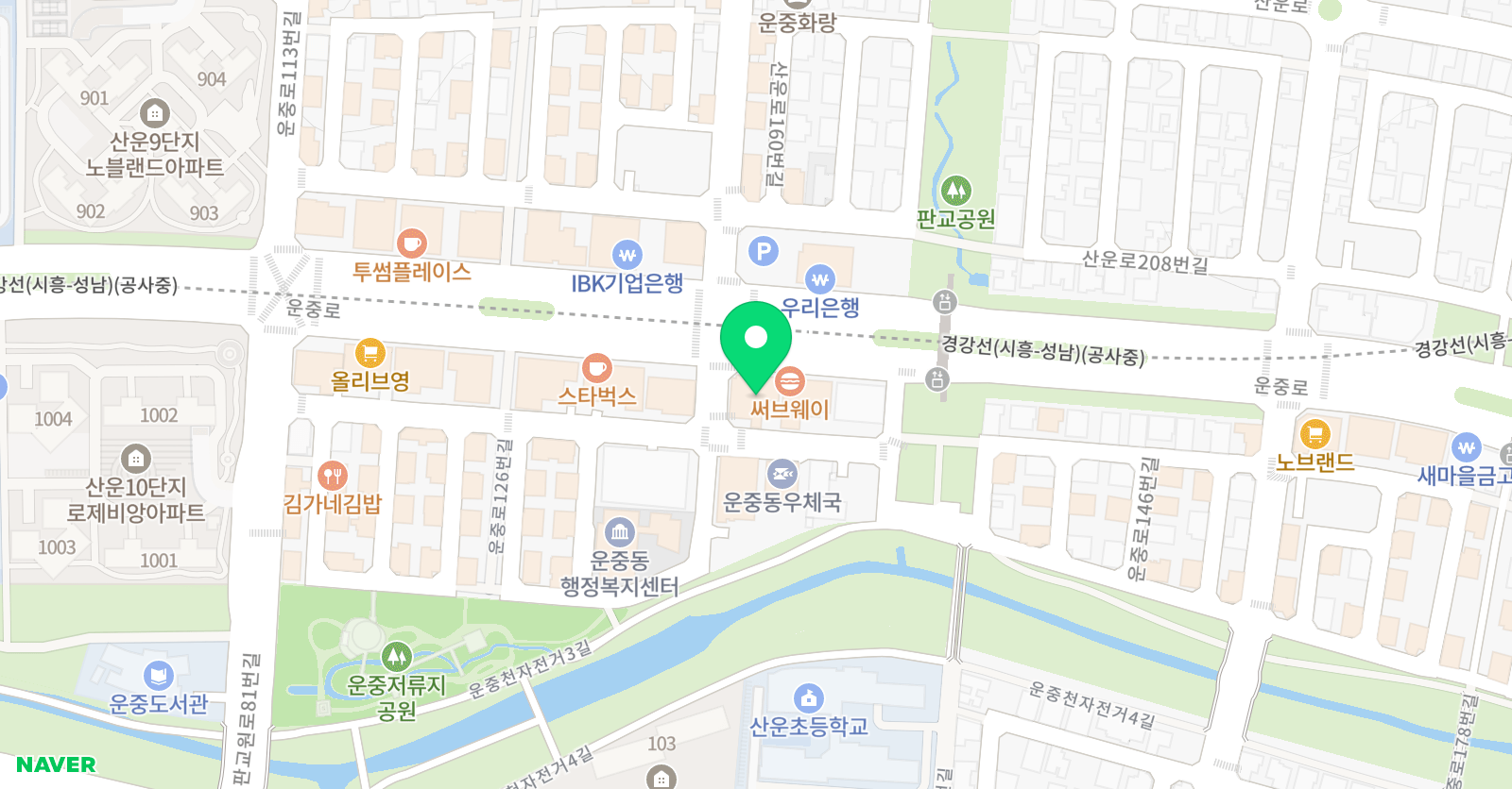 문해와수리 판교운중본원 학원 위치