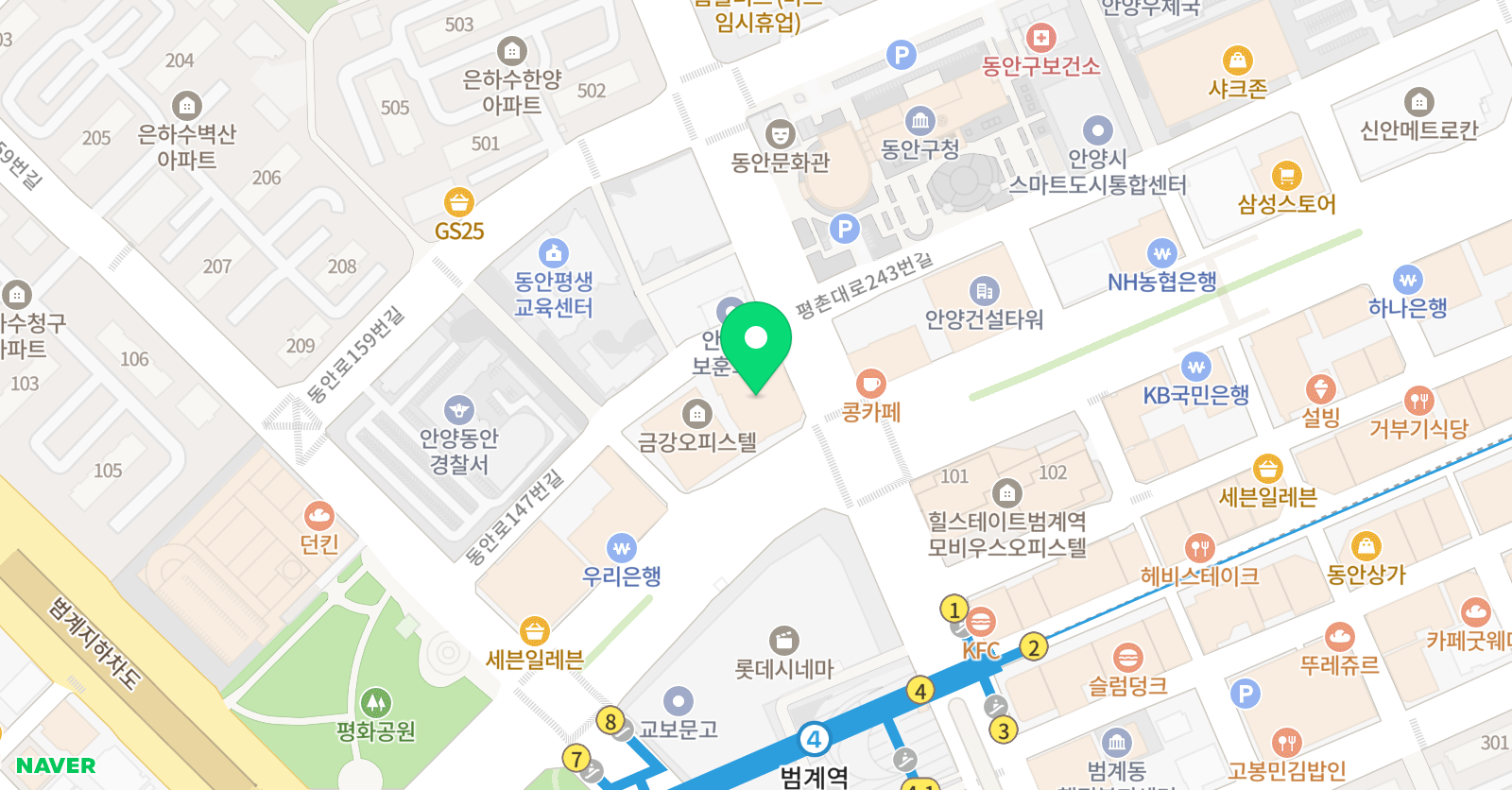 와이키즈 평촌센터 학원 위치