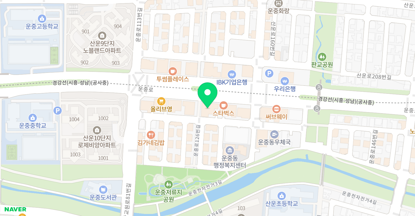 PBM 수학학원 운중동 위치