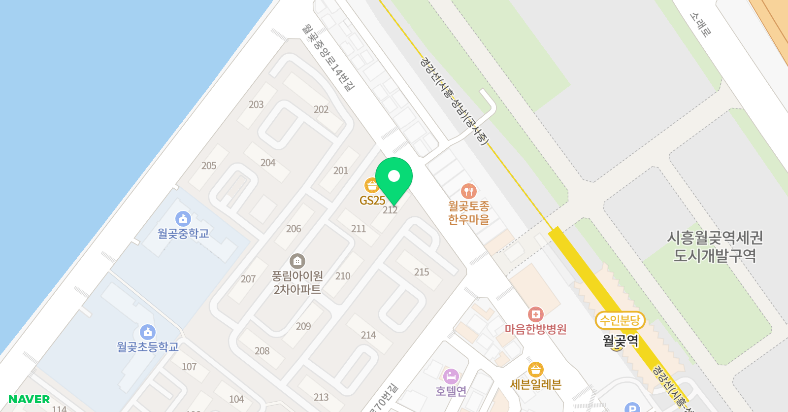 아소비 시흥 월곶풍림2차점 위치