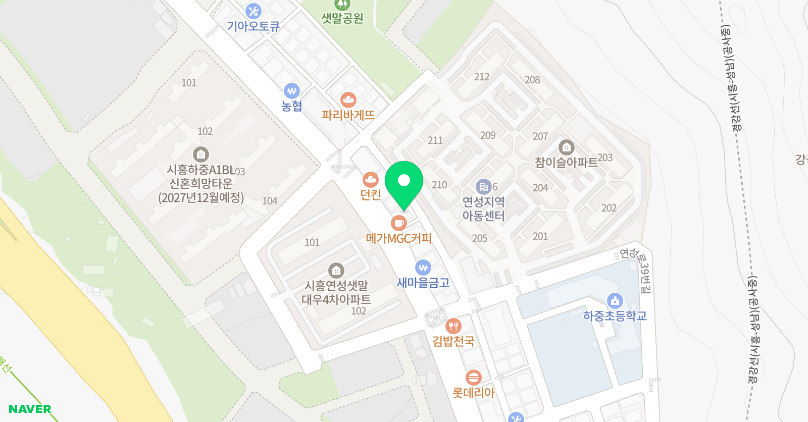 YBM잉글루 시흥하중 제1캠퍼스 위치
