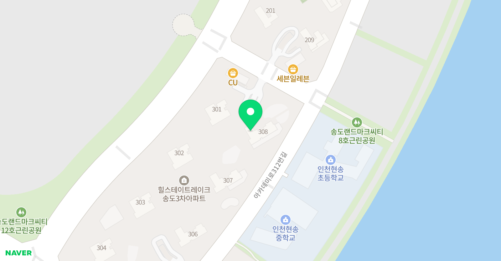 딱풀리는수학 송도힐스테이트레이크3차점 위치