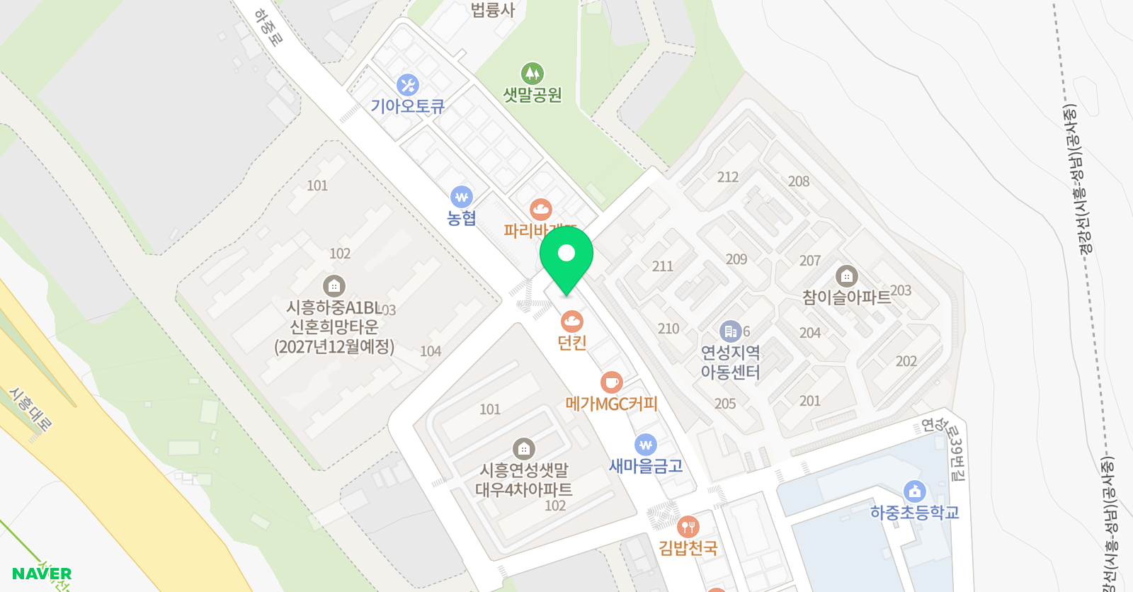 잉글리시아이 영어학원 하중점 위치