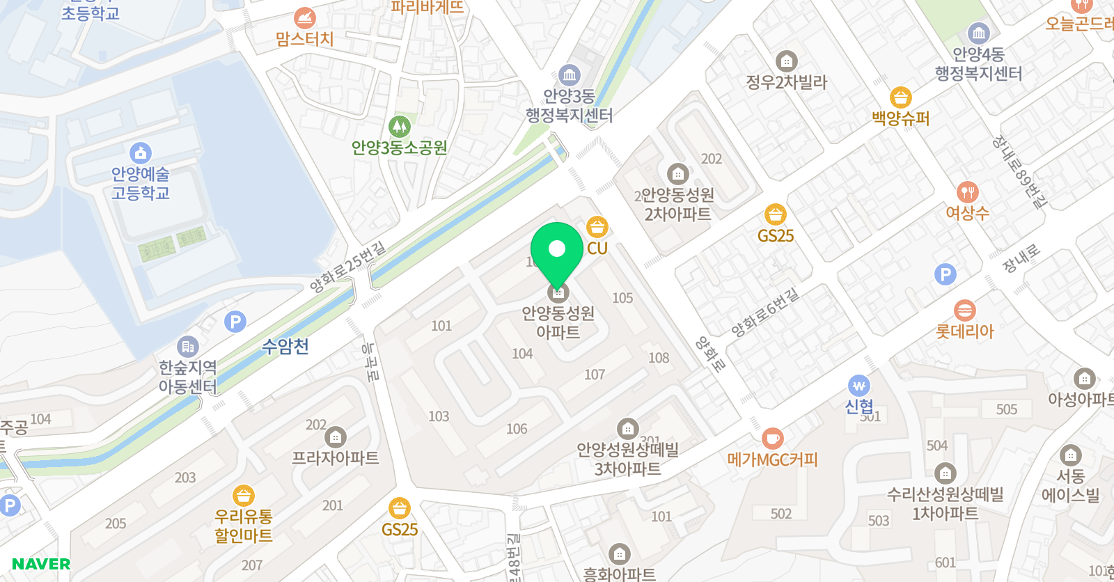스마트해법 수학 셀파수학교실 안양3동성원분원 위치
