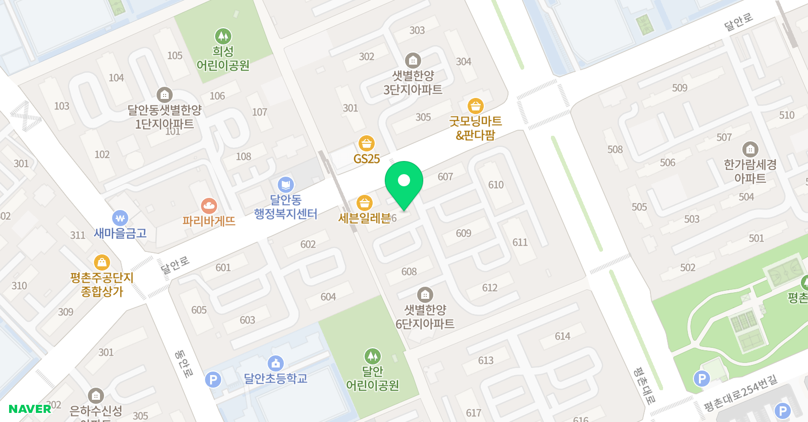 YBM 리딩클럽 영어학원 안양달안센터 위치