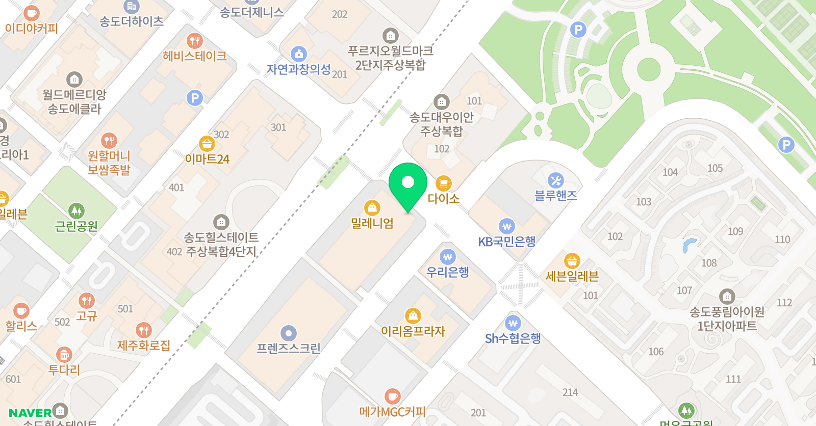 맑은샘 음악학원 송도국제도시점 위치