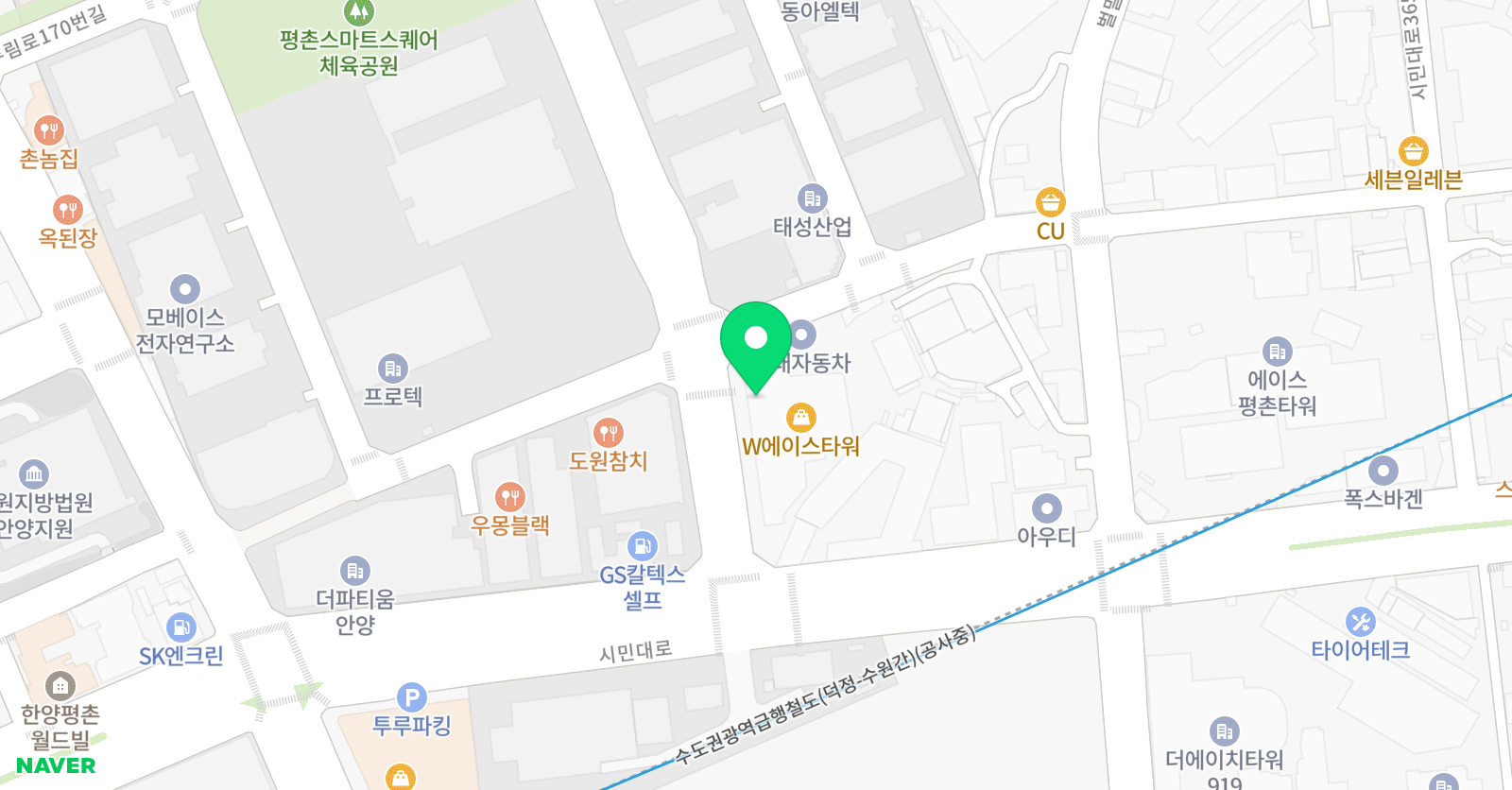 튼튼 영어학원 베이비리그 주니어플러스 안양센터 위치