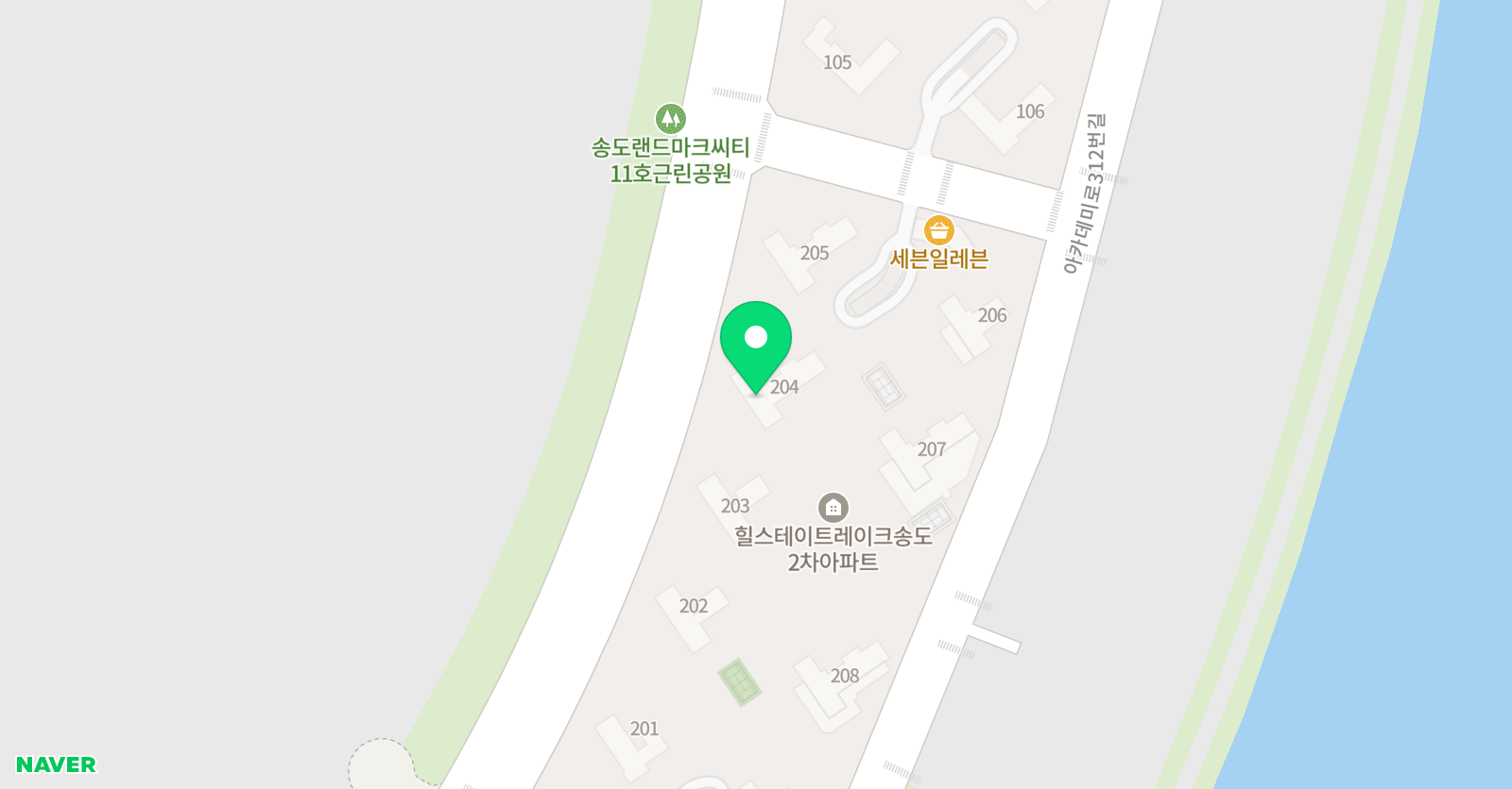 키즈원 잉글리시 송도힐스테이트레이크 위치